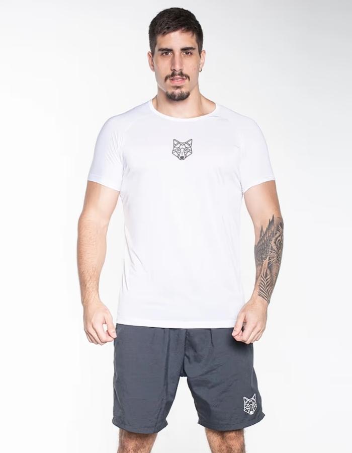 Camiseta Dry Lobo Geometrico Branco